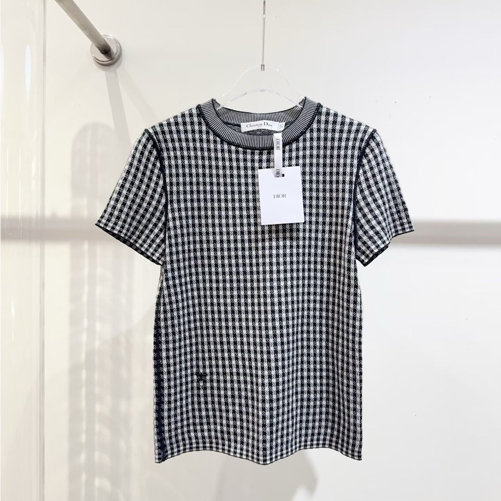 Authentic Dior Black and White Houndstooth Tee